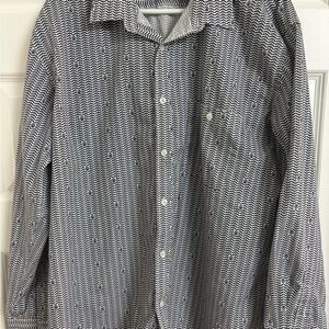 Stylish Black and White Men's Button Down Shirt